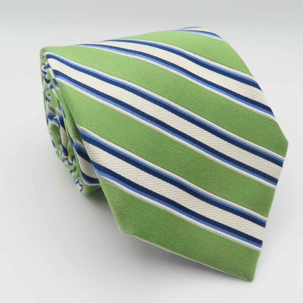 Nautica Tie Green Blue White Striped 3.5" Wide 58" Long Silk